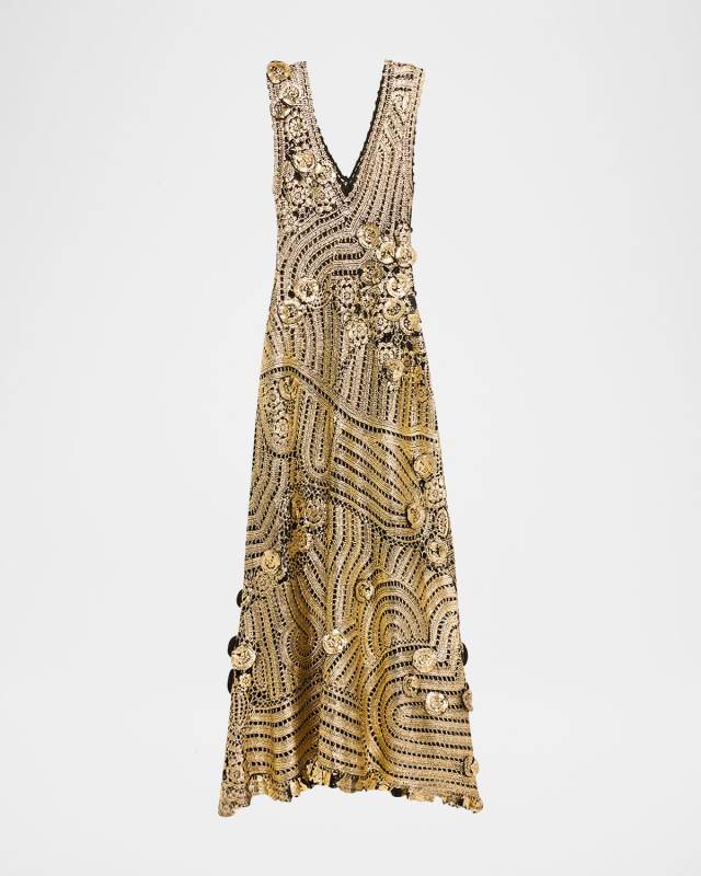 Evelyn Metallic Crochet Dress